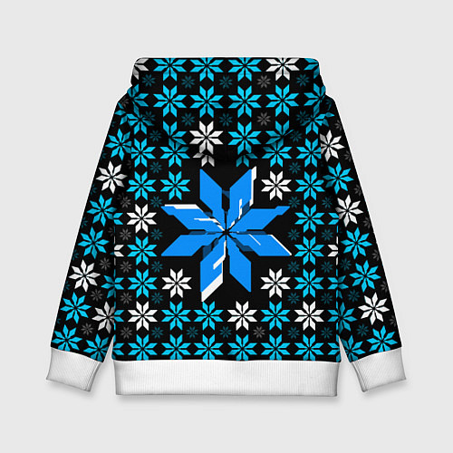 Детская толстовка Сине-белые звёзды на чёрном фоне / 3D-Белый – фото 2