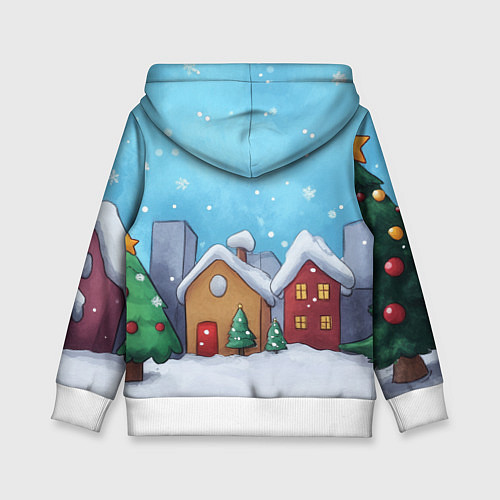 Детская толстовка Домики новогодние / 3D-Белый – фото 2