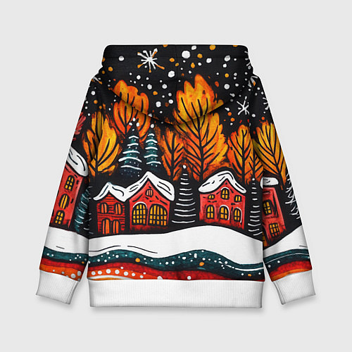 Детская толстовка Новогоднее настроение - домики и елки / 3D-Белый – фото 2