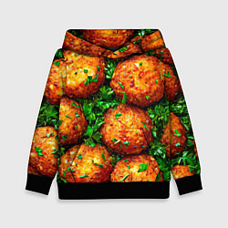 Толстовка-худи детская Котлеты, цвет: 3D-черный