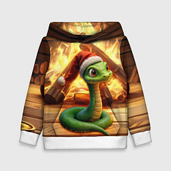 Детская толстовка Зеленая новогодняя змея 2025 года