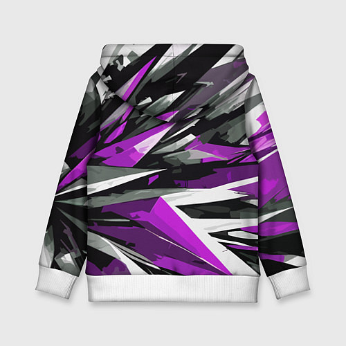 Детская толстовка Чёрно-фиолетово-белая абстракция / 3D-Белый – фото 2