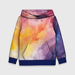 Толстовка-худи детская Краски акварели, цвет: 3D-синий
