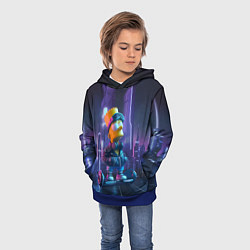 Толстовка-худи детская Bart Simpson on a gyro scooter - ai art, цвет: 3D-синий — фото 2