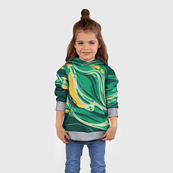 Толстовка-худи детская Абстрактные полосы в зелёных тонах, цвет: 3D-меланж — фото 2