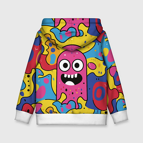 Детская толстовка Причудливый узор с улыбающимся персонажем / 3D-Белый – фото 2