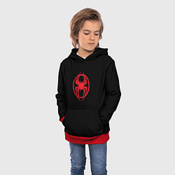 Толстовка-худи детская Miles Morales - logo, цвет: 3D-красный — фото 2