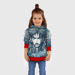 Толстовка-худи детская Герой аниме на пэчворк, цвет: 3D-красный — фото 2