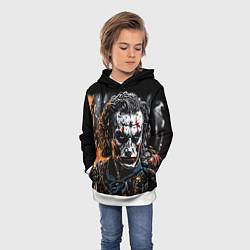 Толстовка-худи детская Джокер на фоне огня, цвет: 3D-белый — фото 2