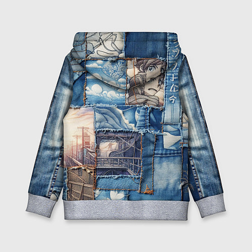 Детская толстовка Пэчворк с мотивами аниме / 3D-Меланж – фото 2