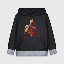 Толстовка-худи детская Железный человек - арт, цвет: 3D-меланж