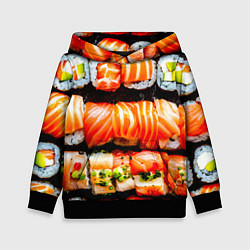 Толстовка-худи детская Сет роллов, цвет: 3D-черный