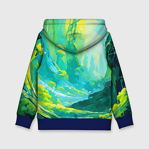 Детская толстовка Зелёная кислотная абстракция / 3D-Синий – фото 2