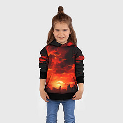 Толстовка-худи детская Багровый апокалиптический закат, цвет: 3D-черный — фото 2