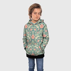 Толстовка-худи детская Маки и птицы, цвет: 3D-черный — фото 2