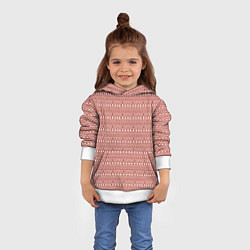 Толстовка-худи детская Коричнево-розовый простой узор, цвет: 3D-белый — фото 2