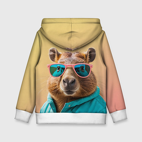 Детская толстовка Модная капибара в отпуске / 3D-Белый – фото 2