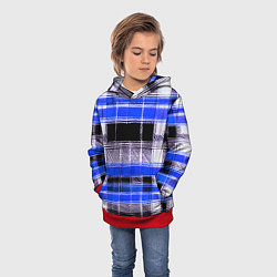Толстовка-худи детская Белые полосы на чёрно-синем фоне, цвет: 3D-красный — фото 2
