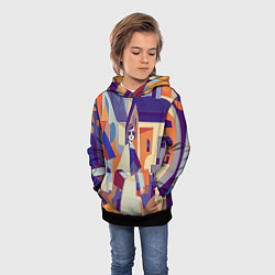 Толстовка-худи детская Кубизм абстрактный город, цвет: 3D-черный — фото 2