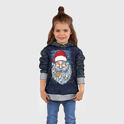 Толстовка-худи детская Санта с котиком, цвет: 3D-меланж — фото 2