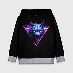 Толстовка-худи детская Волк в неоне, цвет: 3D-меланж