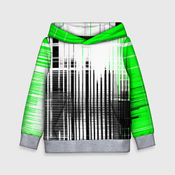 Толстовка-худи детская Зелёно-чёрный гранж на белом фоне, цвет: 3D-меланж