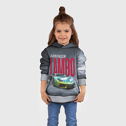 Толстовка-худи детская Итальянский суперкар Lambo Aventador, цвет: 3D-меланж — фото 2