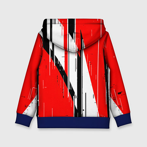 Детская толстовка Чёрно-белые вертикальные полосы на красном фоне / 3D-Синий – фото 2
