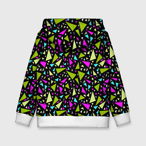 Детская толстовка Неоновые разноцветные треугольники на черном / 3D-Белый – фото 2