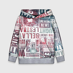 Толстовка-худи детская Паттерн газеты - Гарри Поттер Сириус Блэк и Люциус, цвет: 3D-меланж