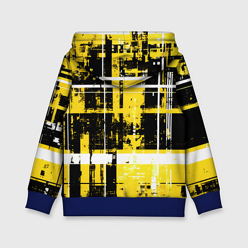 Детская толстовка Жёлто-белый гранж на чёрном фоне / 3D-Синий – фото 2