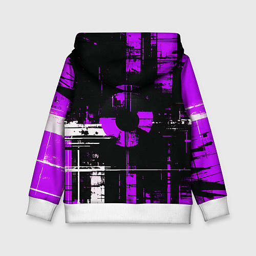 Детская толстовка Фиолетово-белый гранж на чёрном фоне / 3D-Белый – фото 2