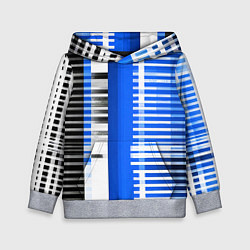 Толстовка-худи детская White stripes on a black and blue background, цвет: 3D-меланж