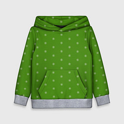 Толстовка-худи детская Снежинки на зеленом, цвет: 3D-меланж