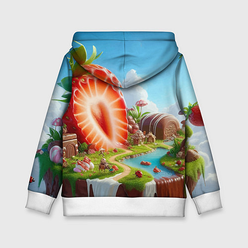 Детская толстовка Клубничная планета - нейроарт фантазия / 3D-Белый – фото 2