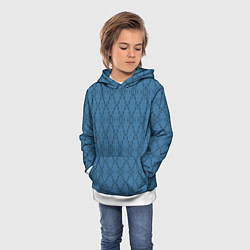Толстовка-худи детская Синий абстрактный геометрический узор, цвет: 3D-белый — фото 2