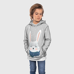 Толстовка-худи детская Милый снежный кролик, цвет: 3D-белый — фото 2