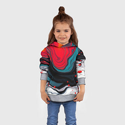 Толстовка-худи детская Абстракция эбру, цвет: 3D-меланж — фото 2