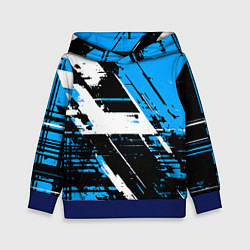 Толстовка-худи детская Diagonal black and white stripes on a blue backgro, цвет: 3D-синий