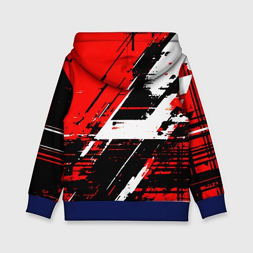 Детская толстовка Diagonal black and white stripes on a red backgrou / 3D-Синий – фото 2