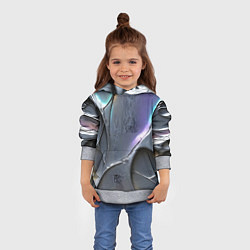 Толстовка-худи детская Полированный серебряный металл, цвет: 3D-меланж — фото 2