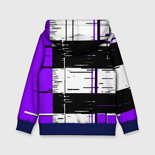 Детская толстовка Чёрные и фиолетовые полосы на белом фоне / 3D-Синий – фото 2