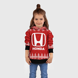 Толстовка-худи детская Новогодний Honda с оленями, цвет: 3D-черный — фото 2