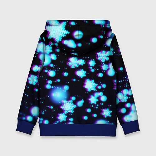 Детская толстовка Неоновые снежинки глитч / 3D-Синий – фото 2