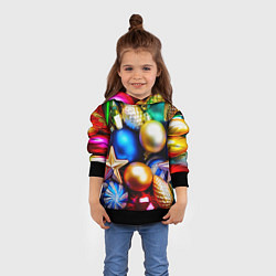 Толстовка-худи детская Новогодние украшения, цвет: 3D-черный — фото 2