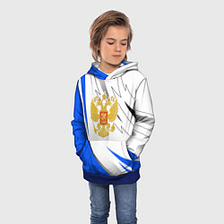 Толстовка-худи детская Российский синий - герб, цвет: 3D-синий — фото 2