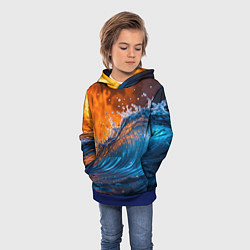Толстовка-худи детская Волна и огонь, цвет: 3D-синий — фото 2