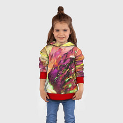 Толстовка-худи детская Красно-жёлтая абстракция, цвет: 3D-красный — фото 2
