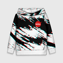 Толстовка-худи детская Nasa glitch color, цвет: 3D-белый