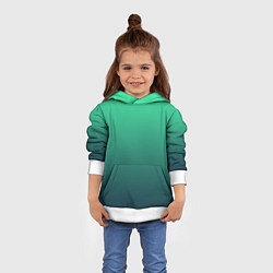 Толстовка-худи детская Градиент тихоокеанский зелёный, цвет: 3D-белый — фото 2